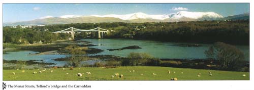 The Menai Straights, Telford's Bridge and the Carneddau postcards